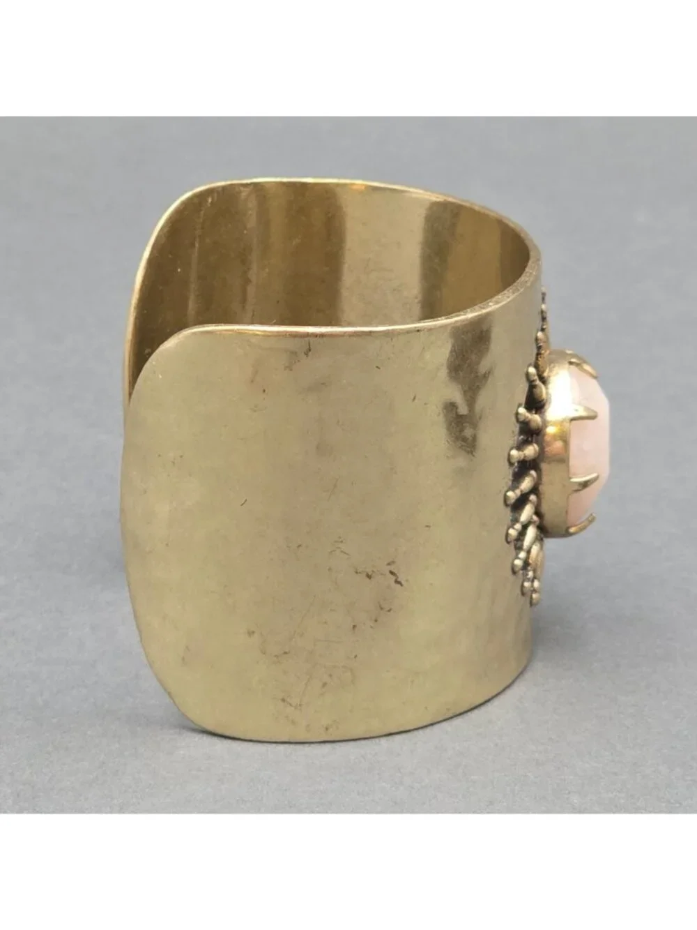 Lucky Brand Brass Sunburst Cuff Bracelet 7" Pink Quartz - Picture 8 of 16